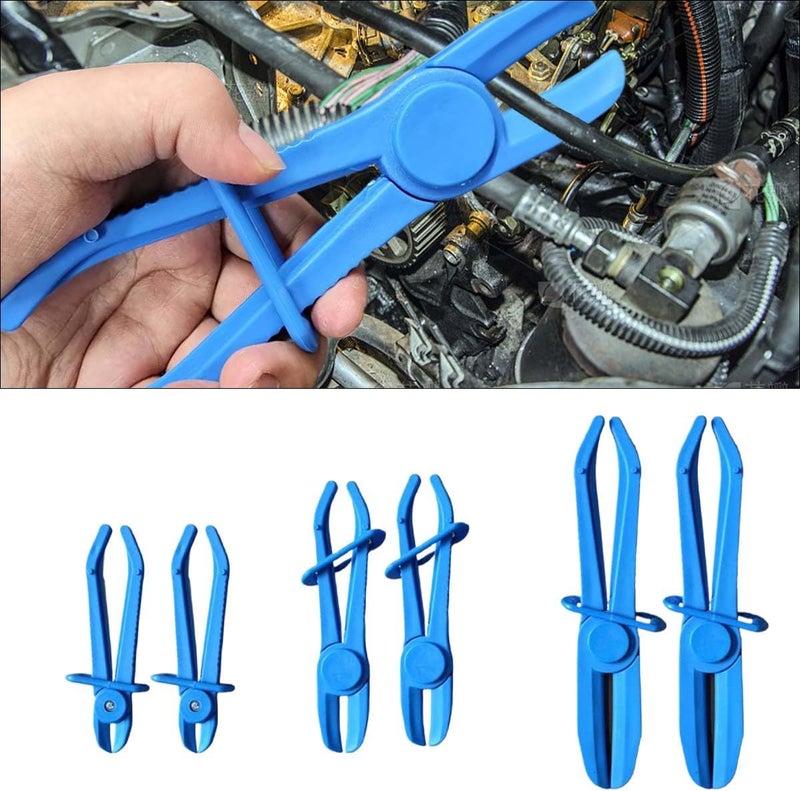 BDZMC 6PCS Hose Clamp Pliers, 3 Size Line Clamp Pliers Set, Plastic Hose Pinch Off Pliers, Hose Clamping Tools for Radiator Hoses, Flexible Hoses Gas Lines Fuel Hoses Coolant Hoses Brake Hoses (Blue) - Image 1